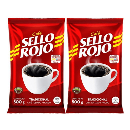 Café Sello Rojo 1 Kg (2 De 500gr) Molido 100% Colombiano 