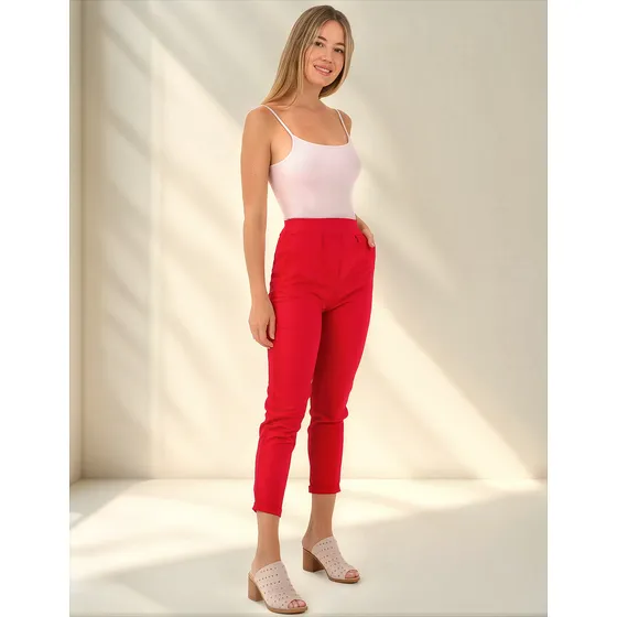 Pantalon Mom Pinzado De Bengalina Mujer