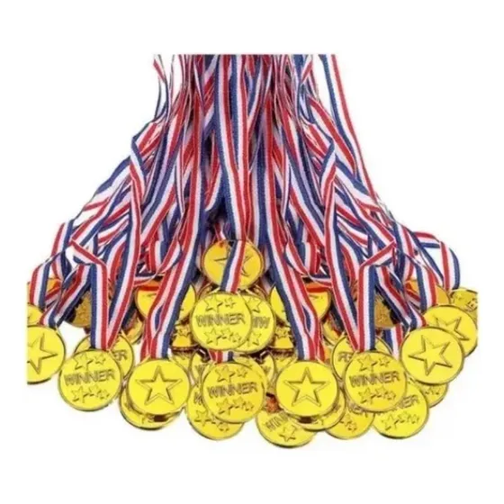 Suda Medallas De Ganador De Plástico Para Niños De 100 Piezas Med Suda Color Oro