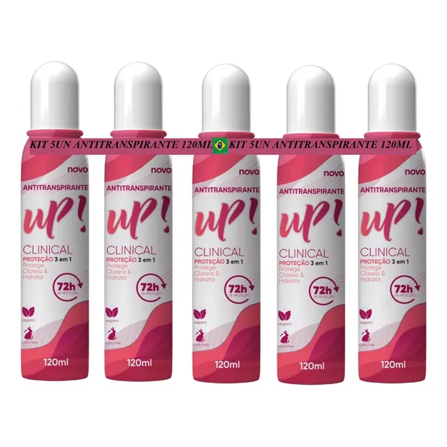 Kit 5un Desodorante 120ml Proteção 3 Em 1 (72h) Clinical Up
