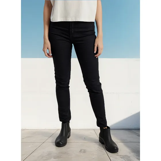 Jean Negro Tiro Medio Skinny Chupin Mujer Mistral 45521