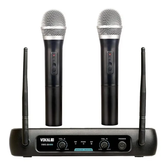 Microfone De Mão Sem Fio Duplo Vokal Vws20 Plus