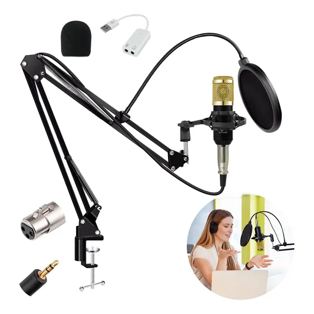 Micrófono Cardioide Con Soporte Ajustable Profesional Gamer