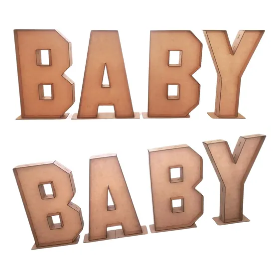 Palavra Baby P/ Chão Festa Chá Revelação Bebê Mdf 1,6mx60cm