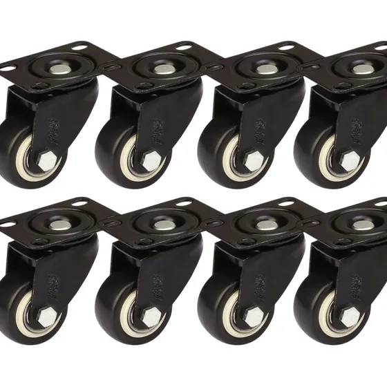 Kit 8 Rodinhas Para Moveis Giratória sem freio Rodízio Roda Reforçada 2 Polegada 50mm Preto Marca Rrj