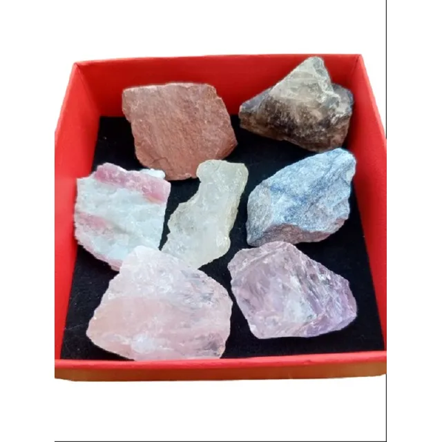Kit 7 Chakras Cuarzo, Turmalina, Amatista, Natural En Brut