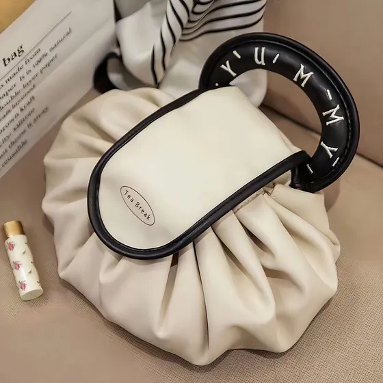 Bolsa De Maquillaje De Viaje Portátil De Gran Capacidad Color Blanco