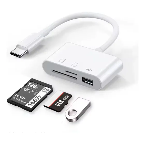 Adaptador Usb-c Para iPhone 15 iPad Pro Hub Leitor Cartão 