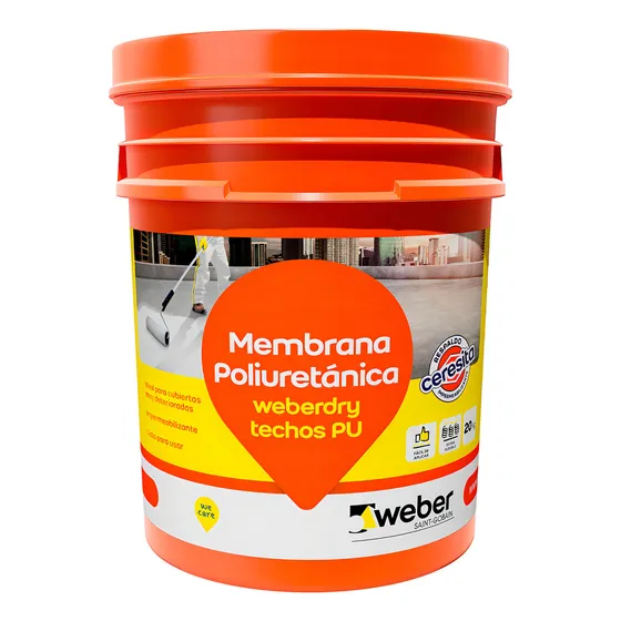 Membrana Liquida Poliuretano Weber Weberdry Techos Pu X 20kg Color Blanco