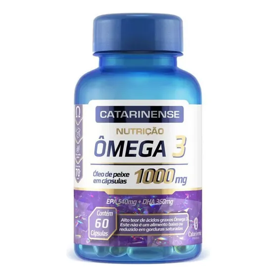 Ômega 3 Catarinense 1000mg 60 Capsulas Epa 540mg + Dha 360mg Sabor Sem sabor