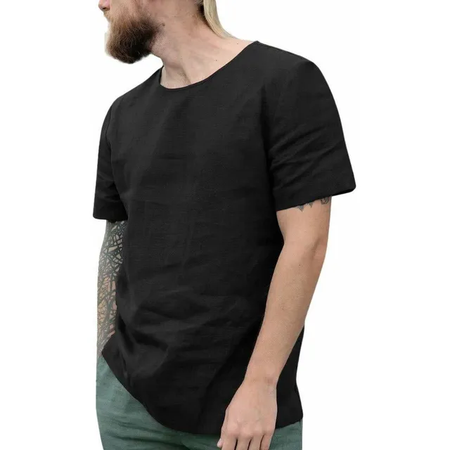 F_gotal Camiseta Para Hombre Verano Holgada Algodon Lino