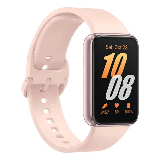 Samsung Galaxy Fit3 Pink Gold 1.6 Amoled Caja Blanco Malla Rosa Bisel Rosa Diseño de la malla Sport