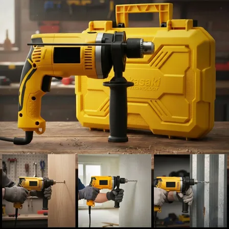 Furadeira De Impacto 900w Mandril 13mm Elétrica Profissional Amarelo 220v 50 Hz/60 Hz