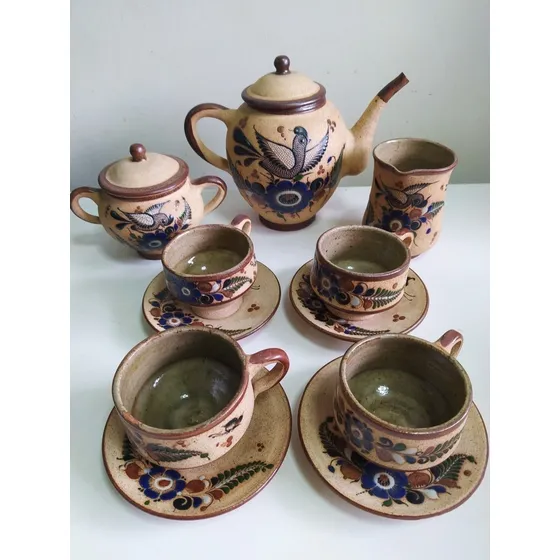 Juego De 4 Tazas,jarra,lechera Y Azucarera De México