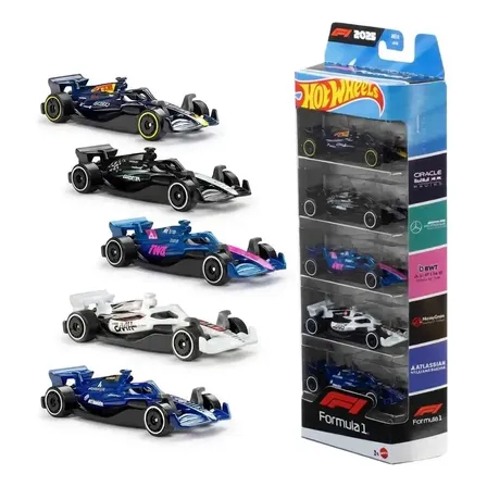 Pack 5 Miniaturas F1 Hot Wheels Mattel 1:64 Formula 1 2025
