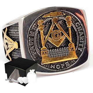 Pu Combo Anillo Masonería Fé Esperanza Caridad Acero Pu Combo Anillo Masonería Fé Esperanza Caridad Acero