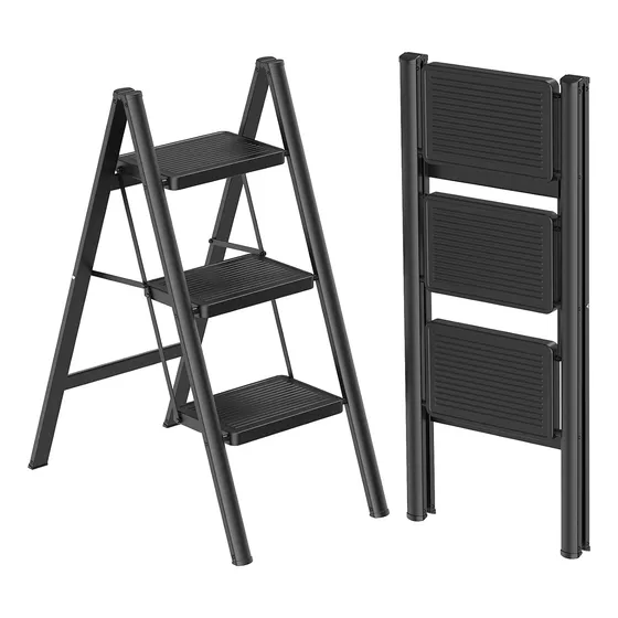 Konpacbhd Escalera Negra De Tres Escalones Para El Hogar Des