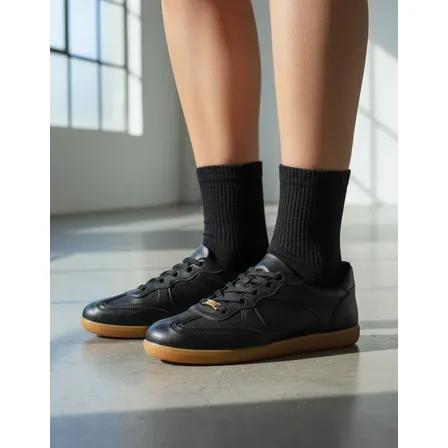 Tênis Casual Feminino Cabedal Em Sintético Vizzano Preto Liso 34 Br