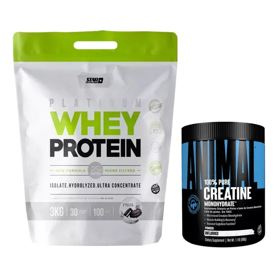Star Nutrition Whey Protein 3kg + Animal Creatina Pura 500gr