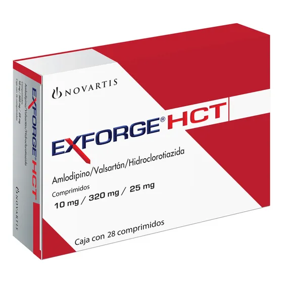 Exforge Hct Comprimido 10 Mg/320 Mg/25 Mg, 28 Comprimidos