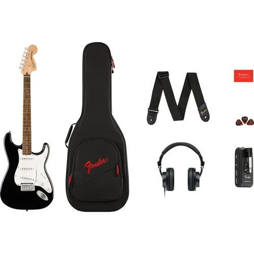 Kit Guitarra Fender Squier Debut Stratocaster Preta Destro Preto