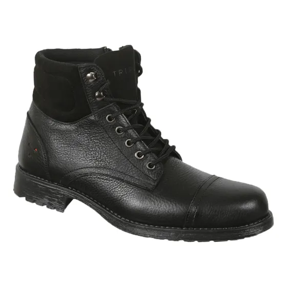 Bota De Piel Triples Mercer 33904 Negro Para Hombre