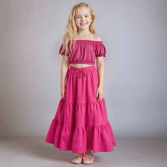 Conjunto Infantil Saia Longa Com Cropped Ciganinha Premium