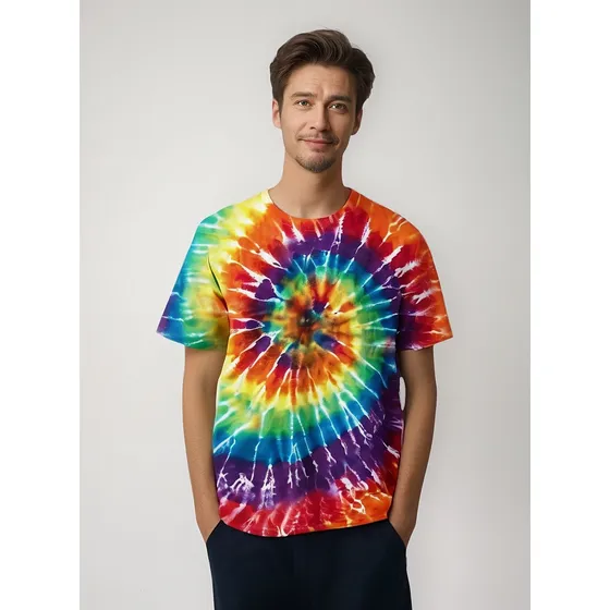 Camiseta Playeras Deportiva Rainbow Tie Dye De 3d Estampado