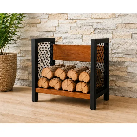 Porta Lenha Organizador Moderno P/ Fogão Lareira Calefator