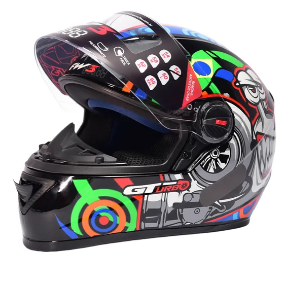 Capacete Fechado Fw3 Com Narigueira Gt Gt2 Gt5 Cor Preto Tamanho do capacete 58