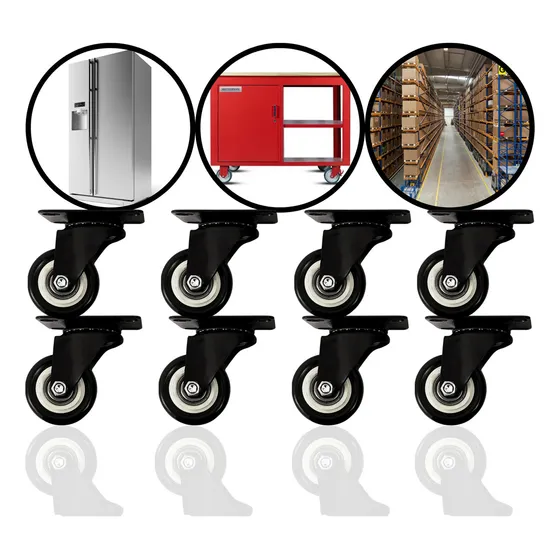 Kit 8 Rodízio Giratório 2 Polegadas Rodinha de Silicone com Roldanas Suporta Até 800kg 50mm Atmas