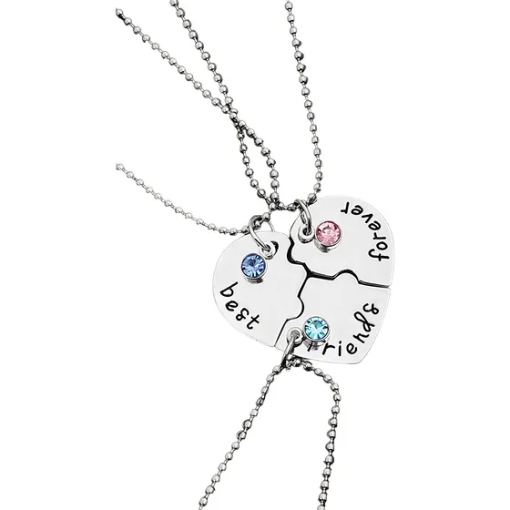 Pack De 3 Collares De Corazón Amor Y Amistad Cadena