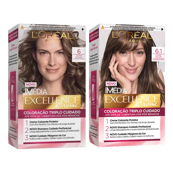 Kit Tinturas Imédia Excellence L'oreal Creme 6 E 6.1