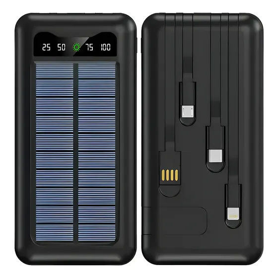 Cargador Powerbank Solar 10000 Mah Con Cables Diginet Color Negro | Cuotas sin interés