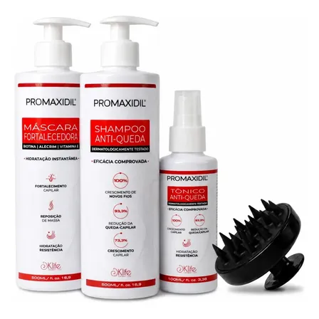 Klife Promaxidil Kit Antiqueda Shampoo + Máscara + Tônico