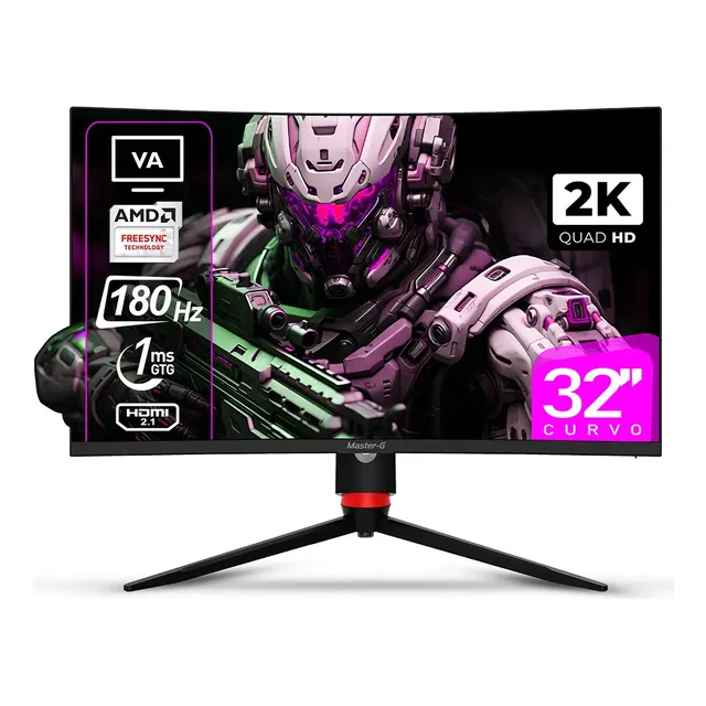 Monitor Master-G Gamer 32 Curvo Qhd 1440 Va 180hz 1ms Mgmg3240cq Color Negro