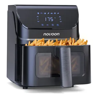 Air Fryer Preta 4,5l Digital Novoon 1400w Com Visor 3 Em 1 Preto 220v