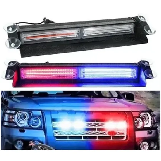 Barra Codigo Cob Luz Led Patrulla Rojo / Azul Fija Y Estrobo