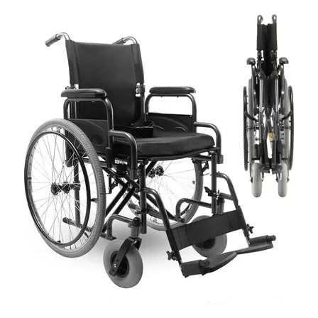 Cadeira De Rodas Dellamed D400 Dobrável 120kg Aço Carbono Quick Release Inox | Tamanho T48