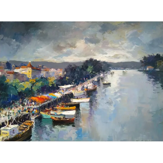 Pintura.  Fluvial Antiguo De Valdivia   Enmarcado.