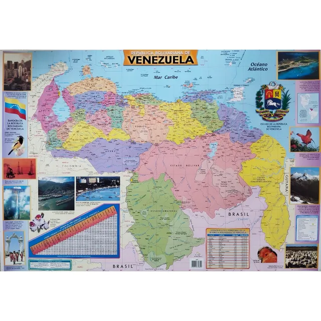 Pack 12 Afiches Educativos Del Mapa De Venezuela Ilustrado