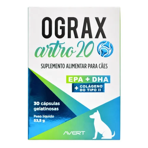 Ograx Artro 20 Suplemento Cães 30 Cápsulas