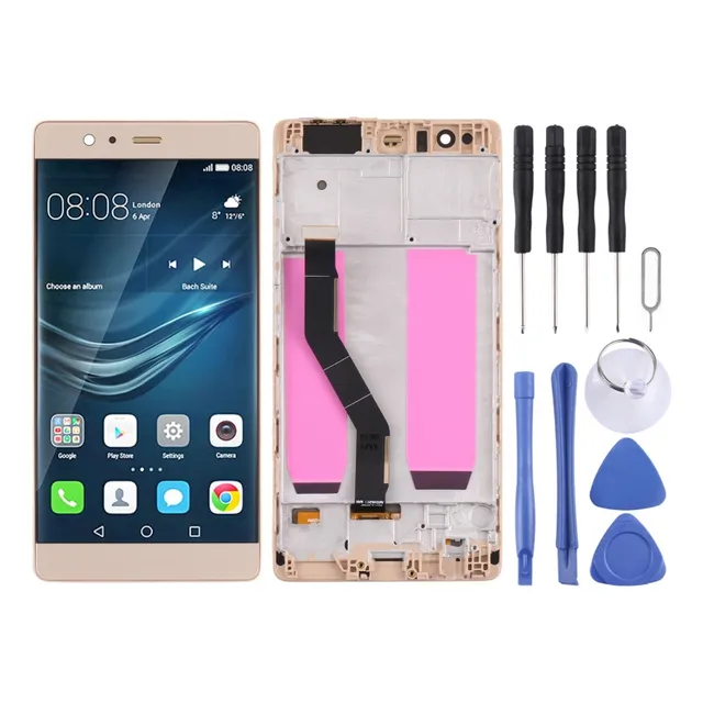 Sjp Pantalla Lcd Oled Dorada Con Marco Para Huawei P9 Plus