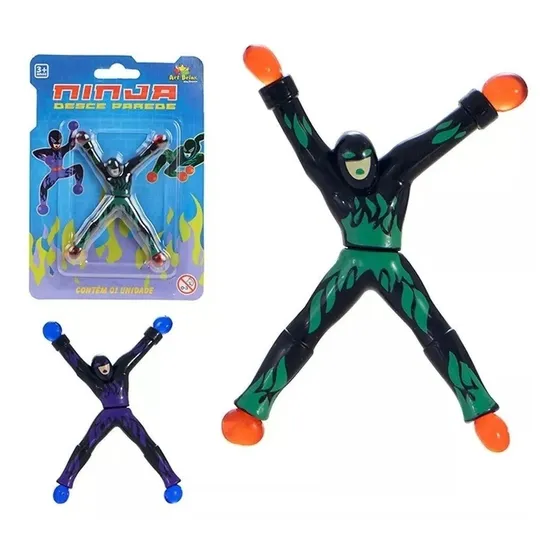 Kit C/ 2 Super Ninjas Boneco Escalador Parede Vidro Desce 