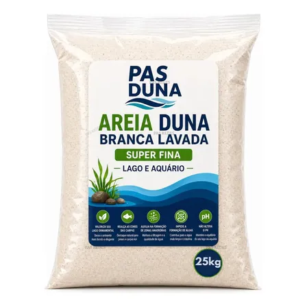 25kg Areia Duna Branca Lavada Super Fina Lago E Aquário