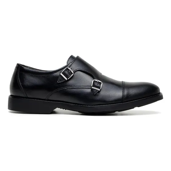 Sapato Masculino Monk Strap Salerno Couro Preto 