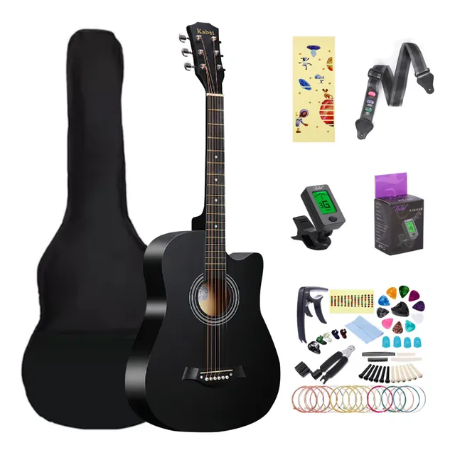 Guitarra Acústica 38 Con Funda Afinador Cuerdas Y Accesorios