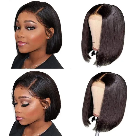 Mz Peruca De Cabelo Humano Liso Natural De 25 Cm, Perucas
