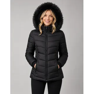 Jaqueta Puffer Feminina Forrada Pelucia Bobojaco Impermeável Preto GPor INFINIT