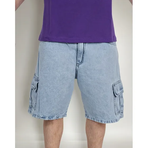 Bermuda Cargo Mom Rígido Hombre Ybr Jeans Nevado